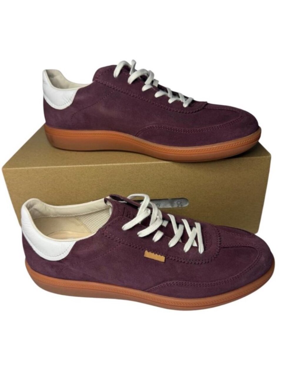 ECCO Soft 11 W Women's Sneakers Dark Ruby Bright White Suede Leather US 8-8.5